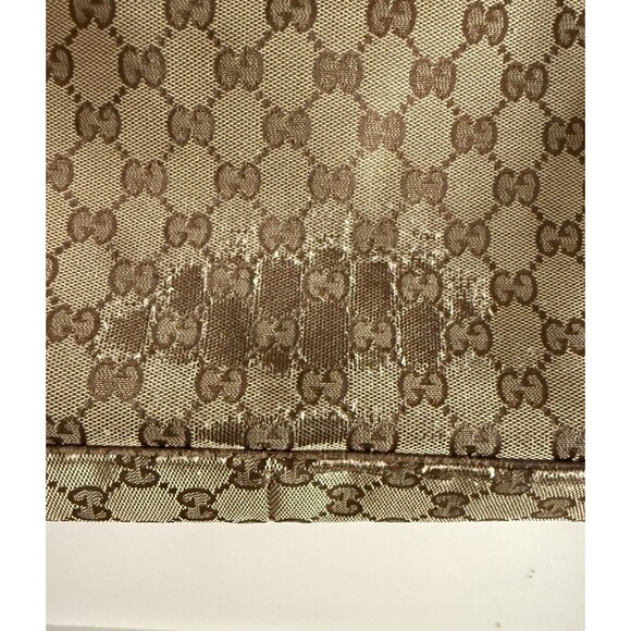 Vintage Gucci GG Canvas Brown Shoulder Tote Bag Leather Trim Read Flaws - Picture 3 of 8